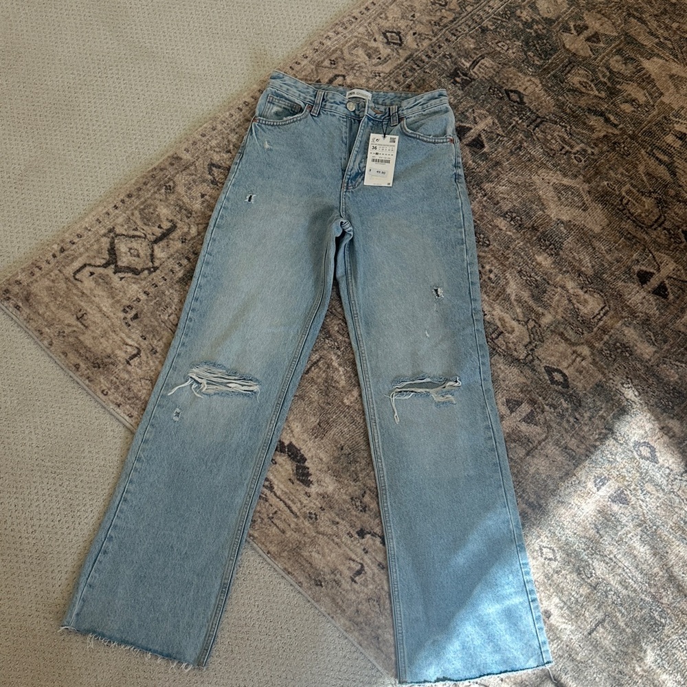 Zara Light Blue Straight Leg Jeans